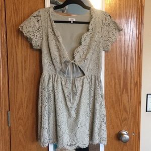 Light green lace dress with cutout